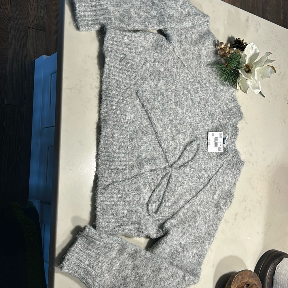 NWT Amer Eagle Cropped Bow Sweater